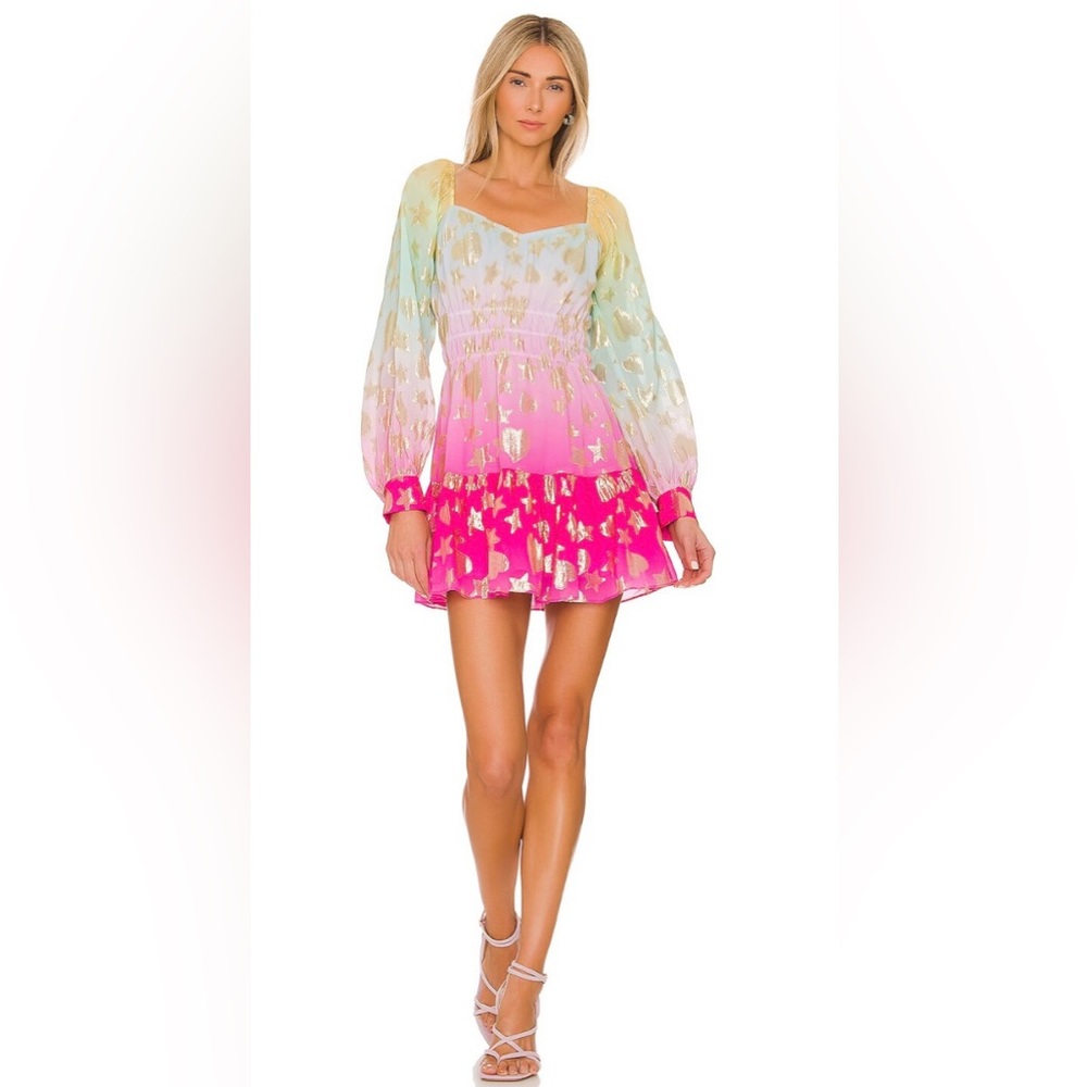 LoveShackFancy Tayla Dress in Super Fuschia Light Size: P